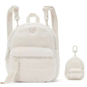 VICTORIA'S SECRET PINK White cozy Canvas Backpack and Keychain